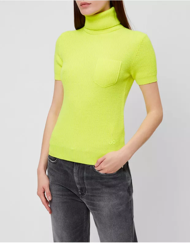 Женский желтый шерстяной гольф - 2